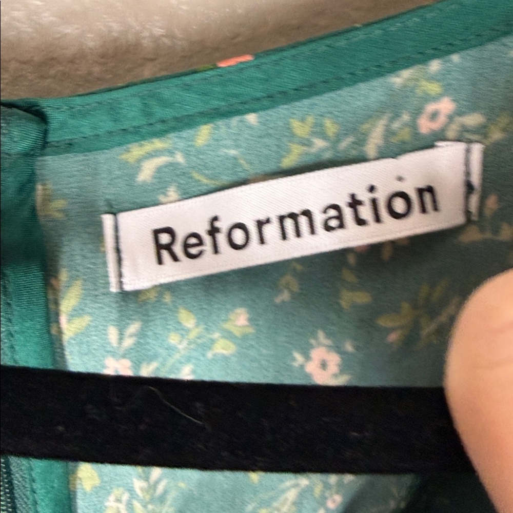 Reformation Kaye Silk Green Corriander Floral Midi Dress - Picture 6 of 10